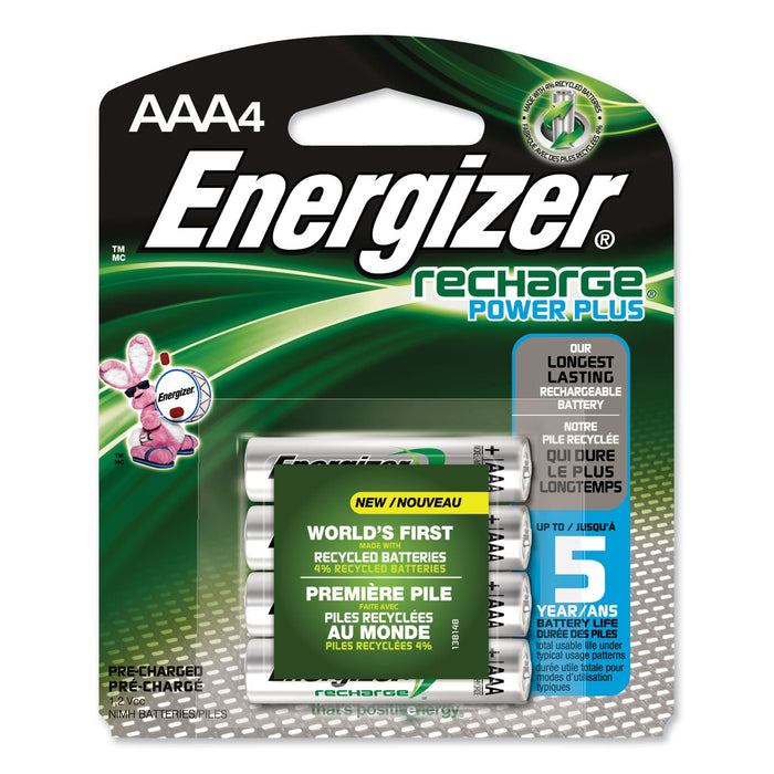 Energizer NiMH Rechargeable AAA Batteries, 1.2 V, 4/Pack