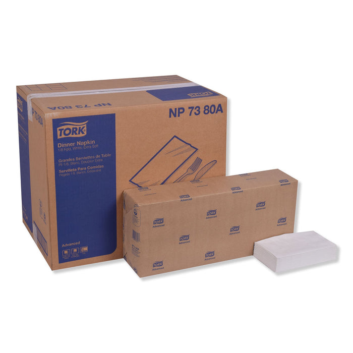 Tork Advanced Dinner Napkin,3-Ply,17" x 16.125",1/8 Fold, White,1740/CT