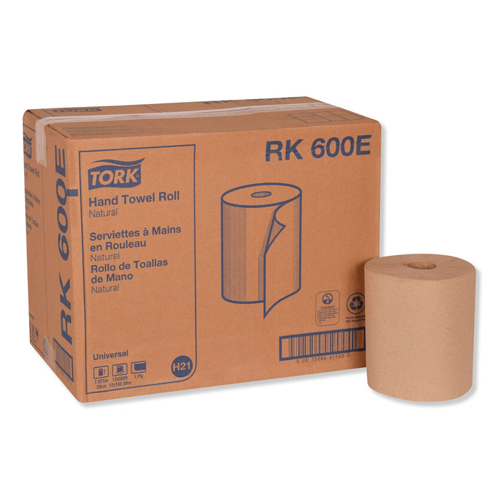 Tork Universal Hardwound Roll Towel, 1-Ply, 7.88" x 600 ft, Natural, 12/Carton