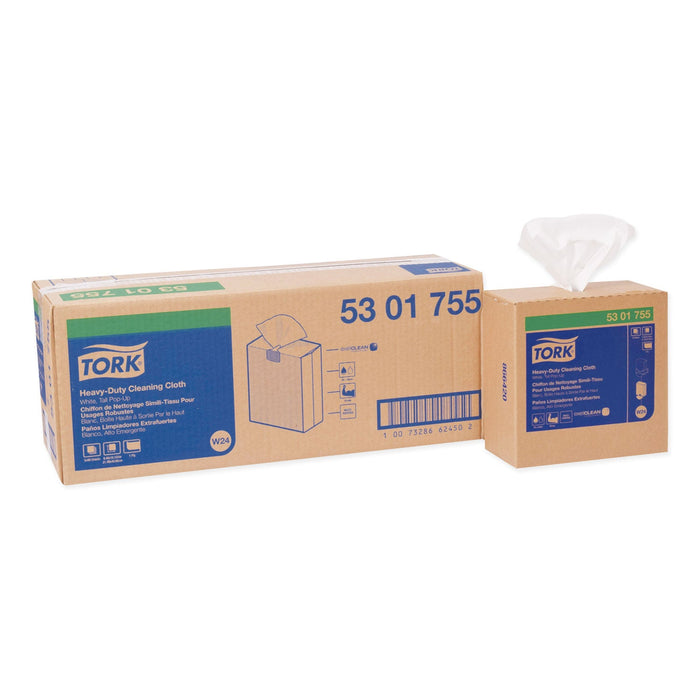 Tork Heavy-Duty Cleaning Cloth, 8.46 x 16.13, White, 80/Box, 5 Boxes/Carton