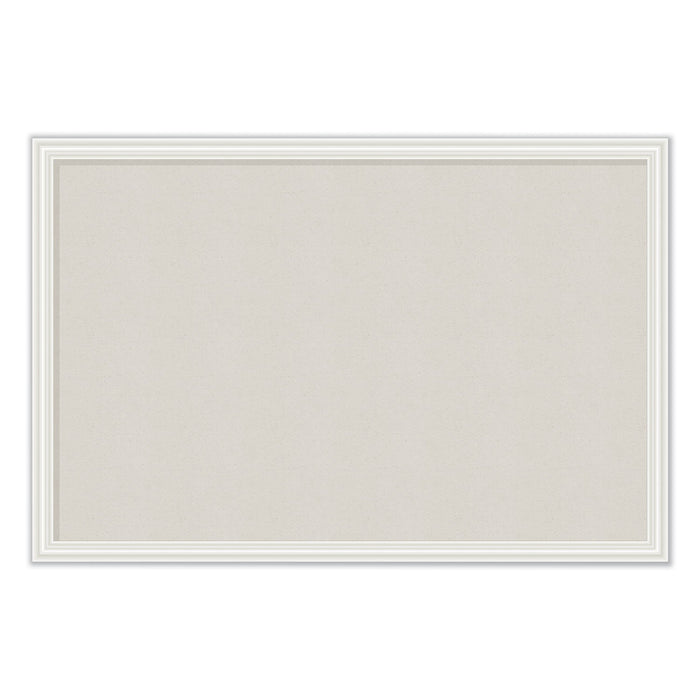 U Brands Linen Bulletin Board with Decor Frame, 30 x 20, Natural Surface/White Frame