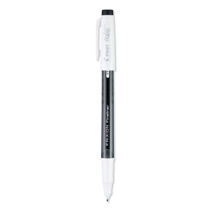 Pilot FriXion Fineliner Erasable Porous Point Pen, Stick, Fine 0.6 mm, Black Ink, Black Barrel, Dozen