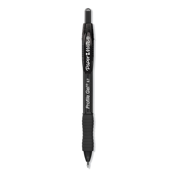 Paper Mate Profile Gel Pen, Retractable, Medium 0.7 mm, Black Ink, Translucent Black Barrel, 36/Pack