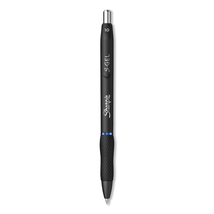 Sharpie S-Gel High-Performance Gel Pen, Retractable, Bold 1 mm, Blue Ink, Black Barrel, Dozen