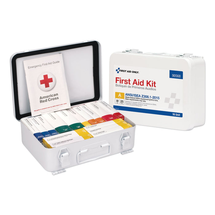 First Aid Only Unitized ANSI Compliant Class A Type III First Aid Kit for 25 People, 84 Pieces, Metal Case