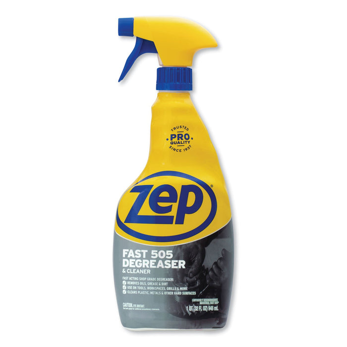 Zep Commercial Fast 505 Cleaner and Degreaser, 32 oz Spray Bottle, 12/Carton