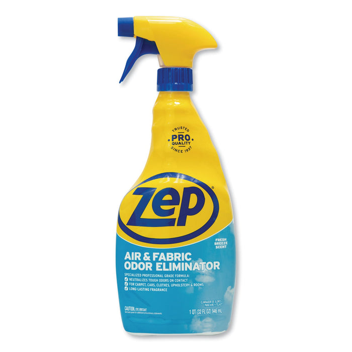 Zep Commercial Air and Fabric Odor Eliminator, Fresh Scent, 32 oz Bottle, 12/Carton