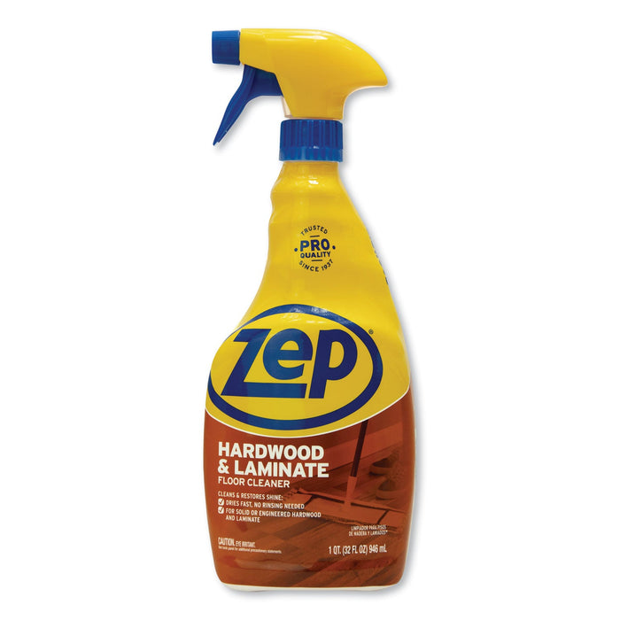 Zep Commercial Hardwood and Laminate Cleaner, 32 oz Spray Bottle, 12/Carton
