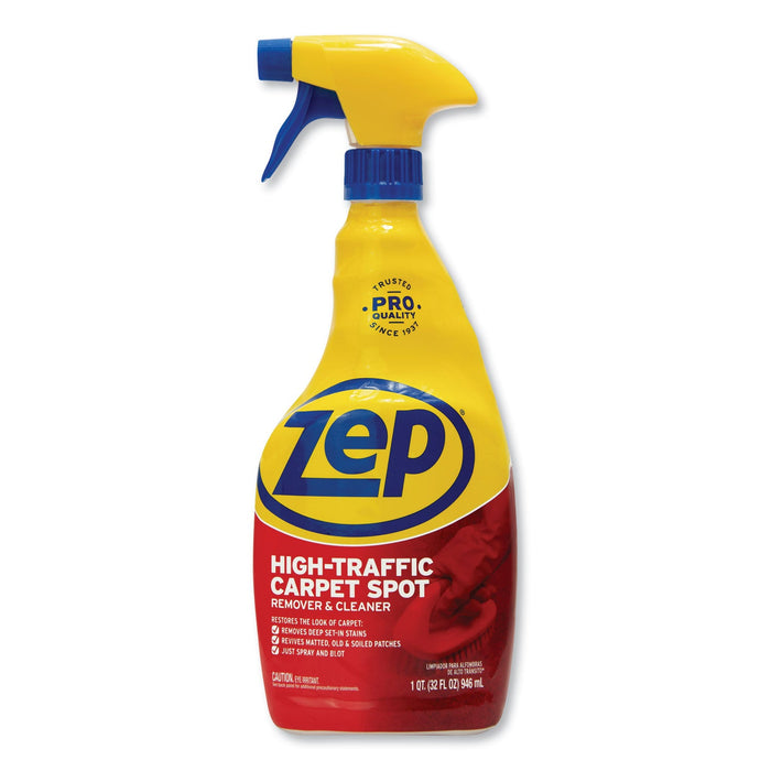 Zep Commercial High Traffic Carpet Cleaner, Fresh Scent, 32 oz Spray Bottle, 12/Carton