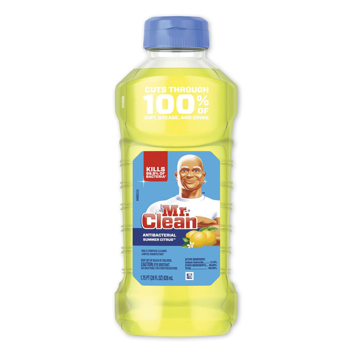 Mr. Clean Multi-Surface Antibacterial Cleaner, Summer Citrus, 28 oz Bottle, 9/Carton