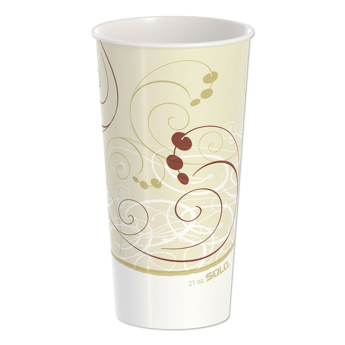 Dart Double Sided Poly Paper Cold Cups, 21 oz, Symphony Design, Tan/Maroon/White, 50/Pack, 20 Packs/Carton