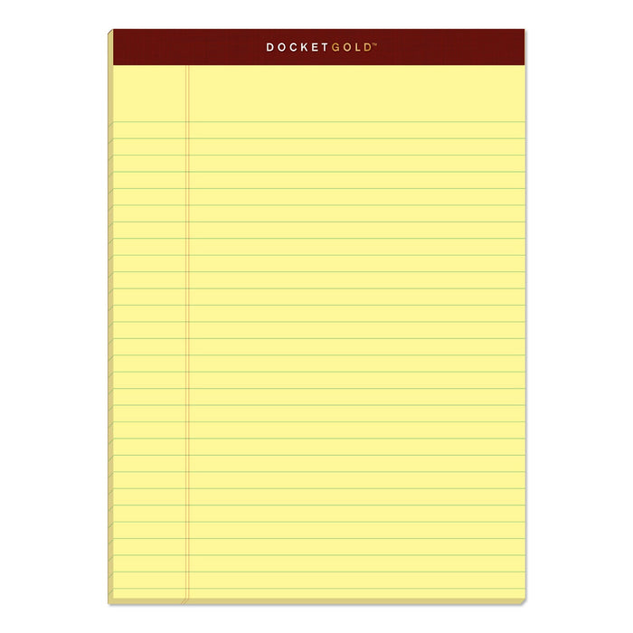 TOPS Docket Gold Ruled Perforated Pads, Wide/Legal Rule, 50 Canary-Yellow 8.5 x 11.75 Sheets, 12/Pack