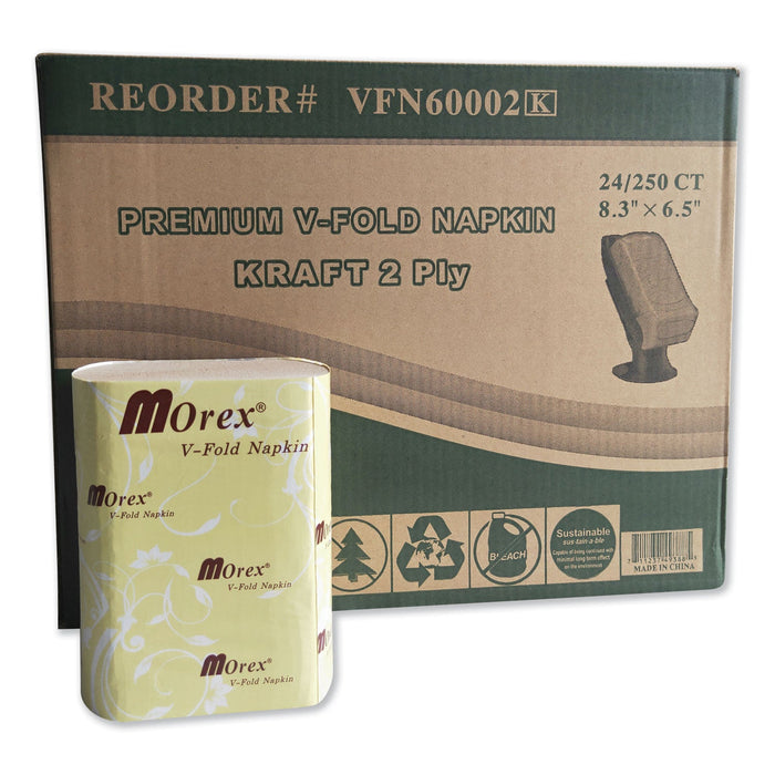 GEN Premium V-Fold Pop-Up Dispenser Napkin, 6.5 x 5, Brown, 6,000/Carton