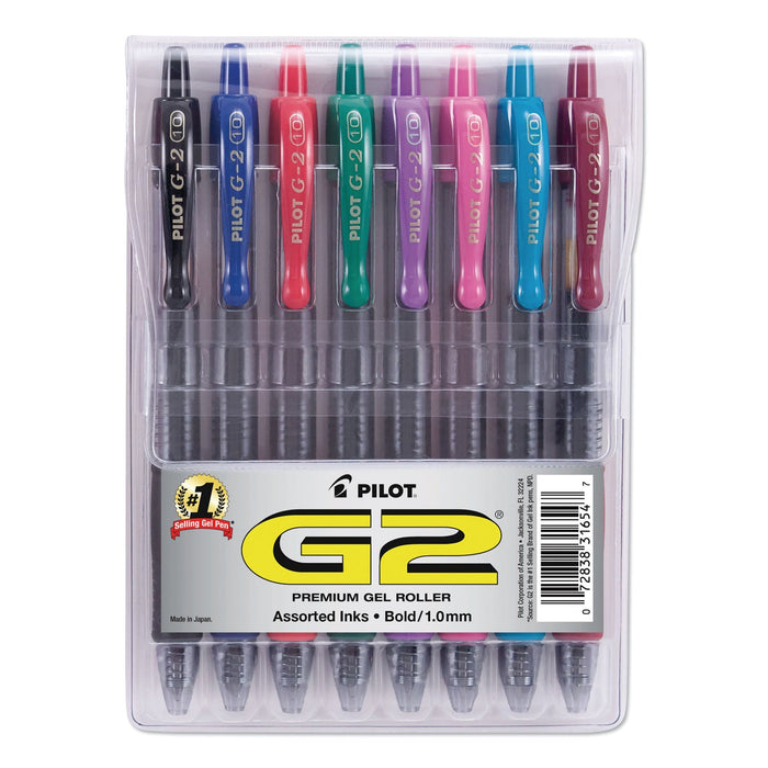 Pilot G2 Premium Gel Pen Convenience Pack, Retractable, Bold 1 mm, Assorted Ink and Barrel Colors, 8/Pack