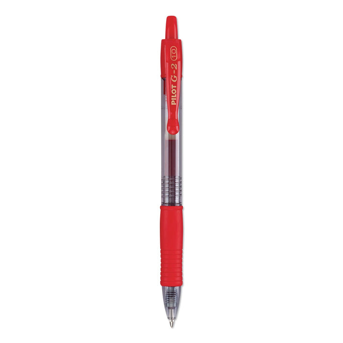 Pilot G2 Premium Gel Pen, Retractable, Bold 1 mm, Red Ink, Smoke Barrel, Dozen