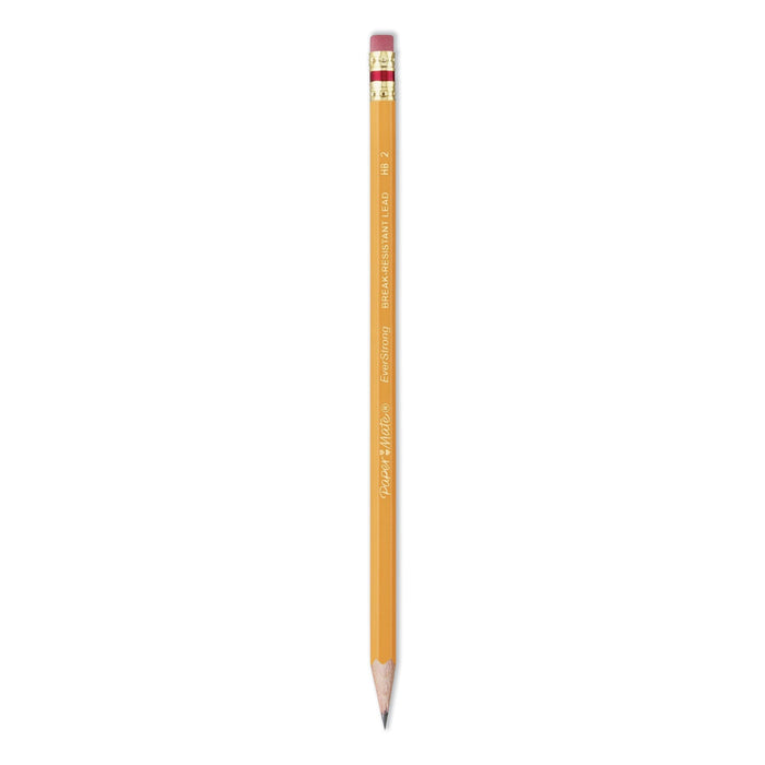 Paper Mate EverStrong #2 Pencils, HB (#2), Black Lead, Gold Barrel, Dozen