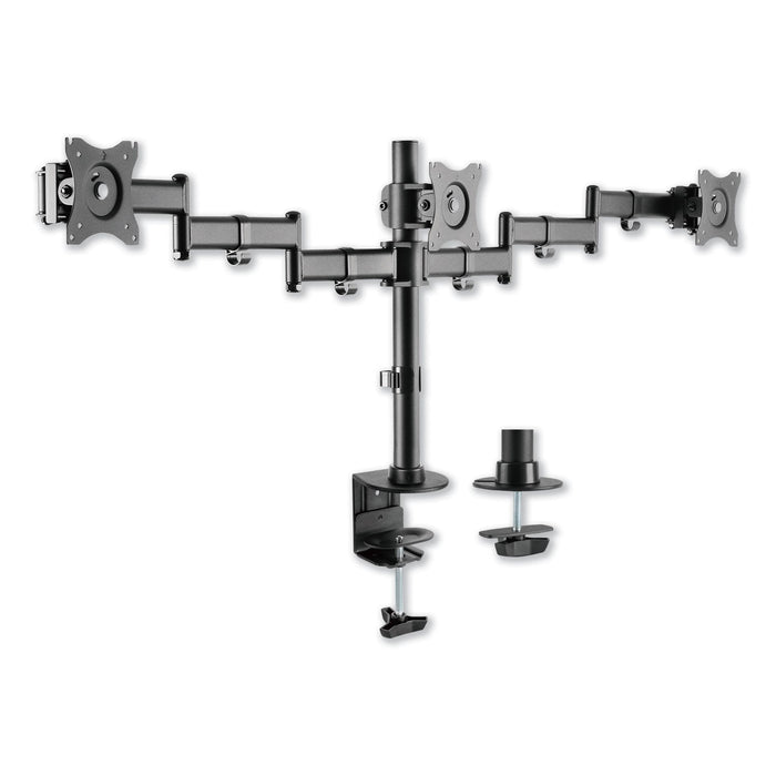 Alera AdaptivErgo Pole-Mount Triple Arm for 27" Monitors, 360 deg Rotation, +45/-45 deg Tilt, 45 deg Pan, Black, Supports 17.6 lb