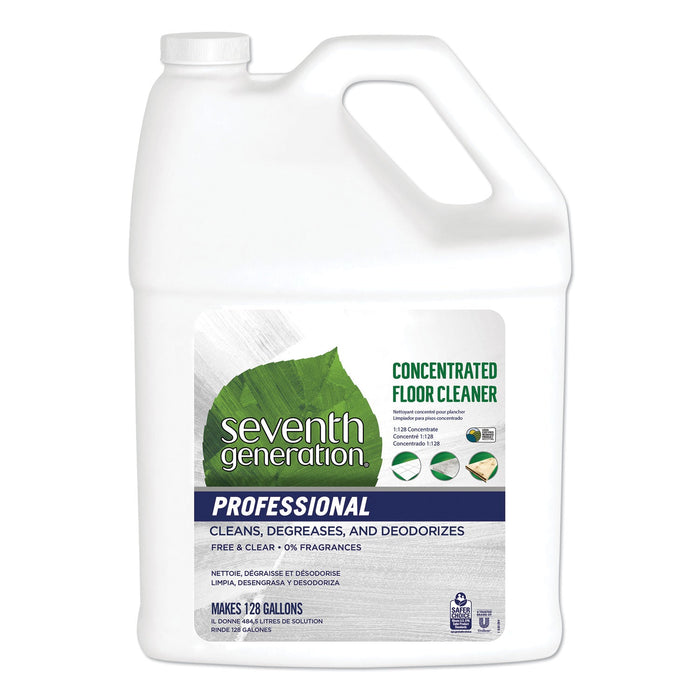 Seventh Generation Concentrated Floor Cleaner, Free and Clear, 1 gal Bottle, 2/Carton