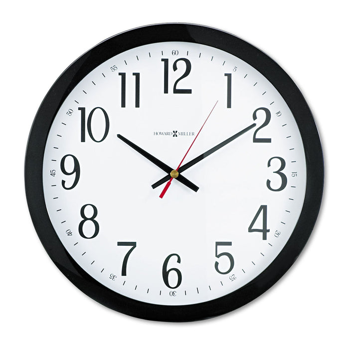 Howard Miller Gallery Wall Clock, 16" Overall Diameter, Black Case, 1 AA (sold separately)