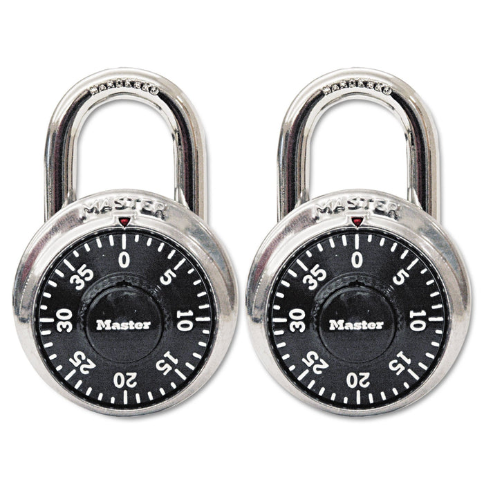 Master Lock Combination Lock, Stainless Steel, 1.87" Wide, Silver/Black, 2/Pack