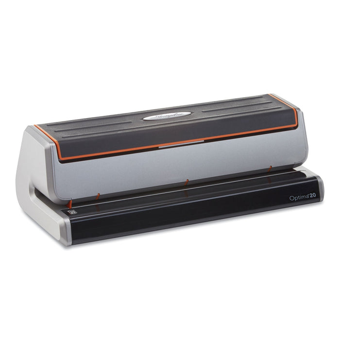 Swingline 20-Sheet Optima 20 Electric Punch, Three-Hole, 9/32" Holes, Silver/Black