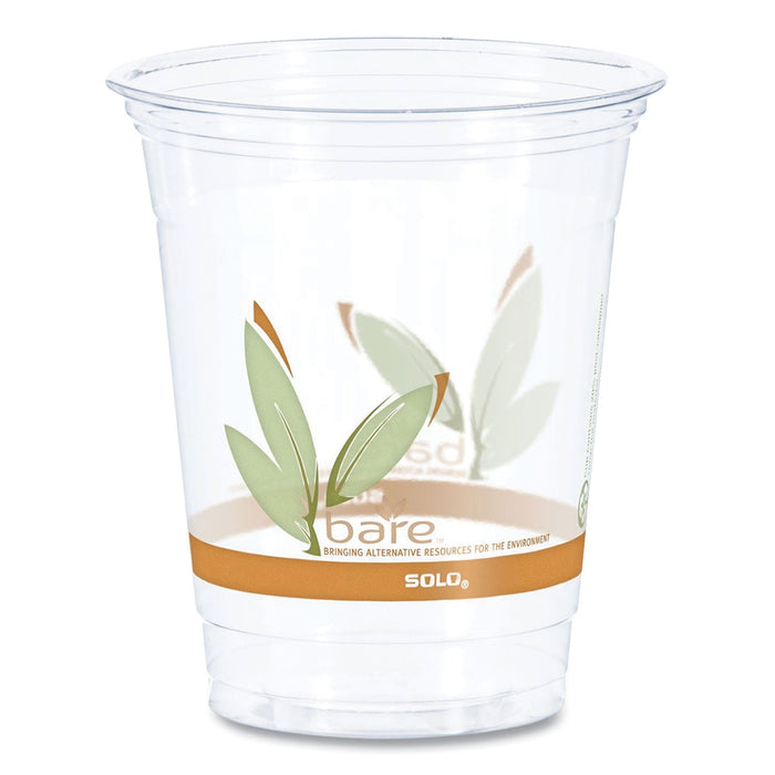 Dart Bare Eco-Forward RPET Cold Cups, 12 oz to 14 oz, Leaf Design, Clear, Squat, 50/Pack, 20 Packs/Carton