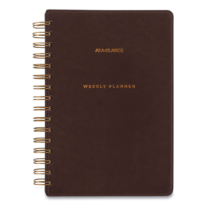 AT-A-GLANCE Signature Collection Distressed Brown Weekly Monthly Planner, 8.5 x 5.5, Brown Cover, 13-Month (Jan to Jan): 2023 to 2024