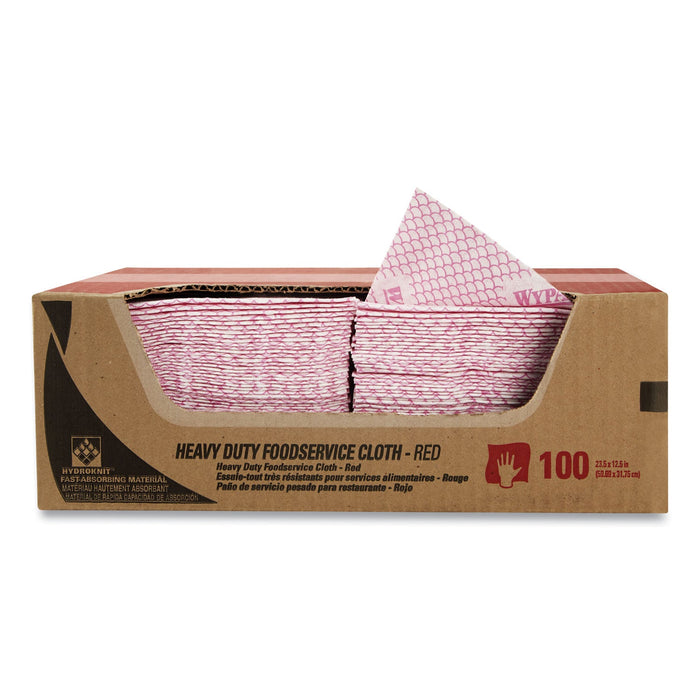 WypAll Heavy-Duty Foodservice Cloths, 12.5 x 23.5, Red, 100/Carton