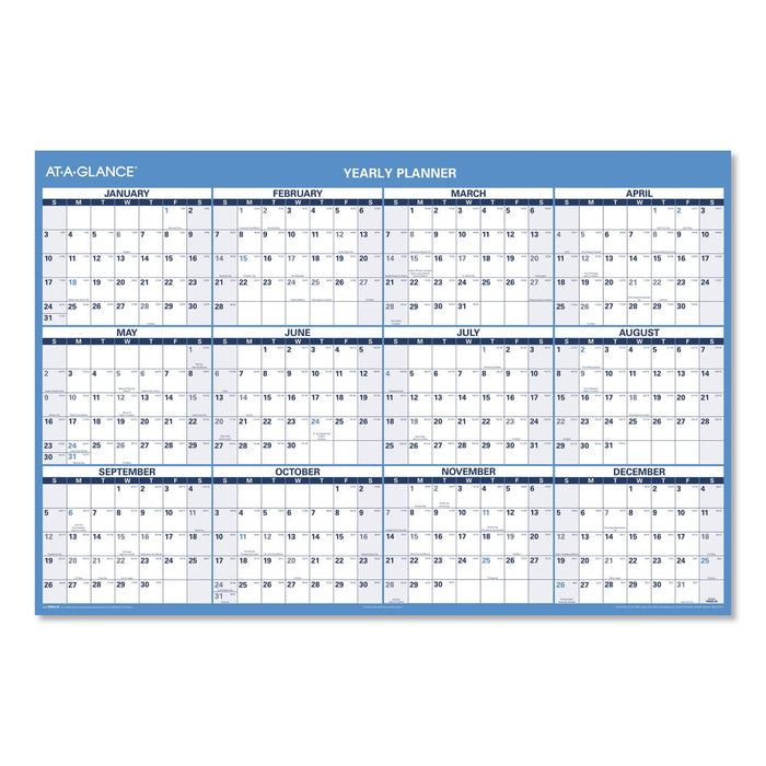 AT-A-GLANCE Horizontal Reversible/Erasable Wall Planner, 48 x 32, White/Blue Sheets, 12-Month (Jan to Dec): 2023