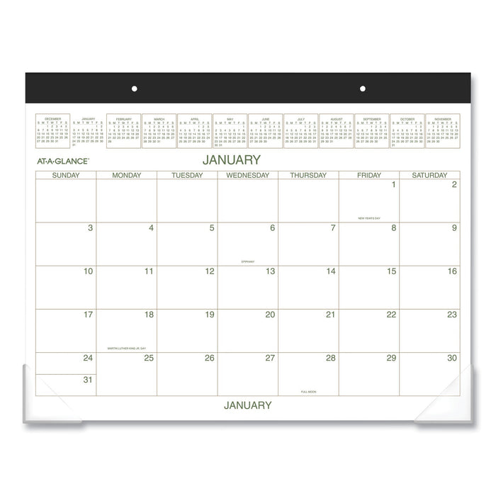 AT-A-GLANCE Two-Color Desk Pad, 22 x 17, White Sheets, Black Binding, Clear Corners, 12-Month (Jan to Dec): 2023