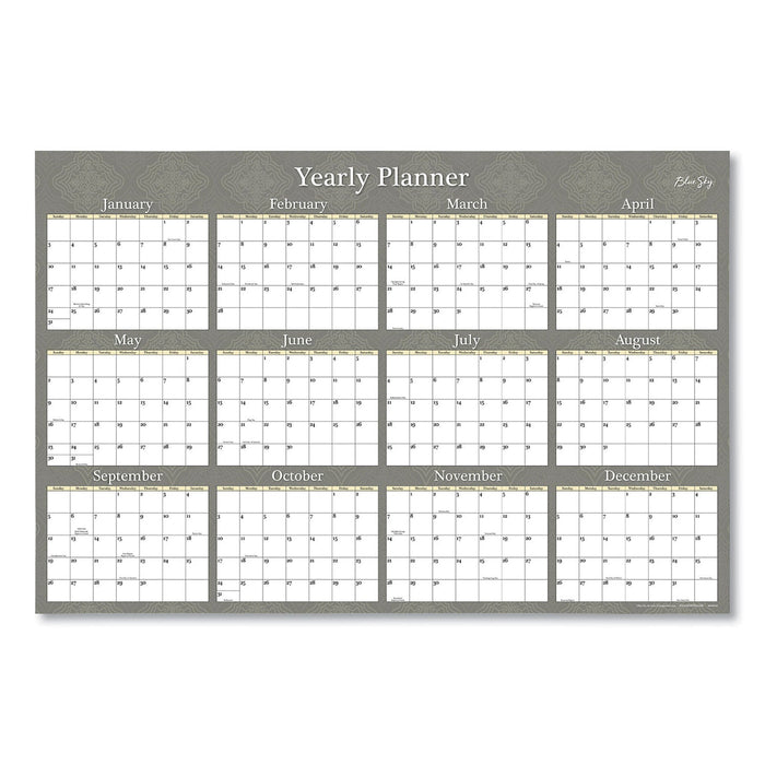 Blue Sky Adrianna Laminated Erasable Wall Calendar, 36 x 24, White/Taupe Sheets, 12-Month (Jan to Dec): 2023