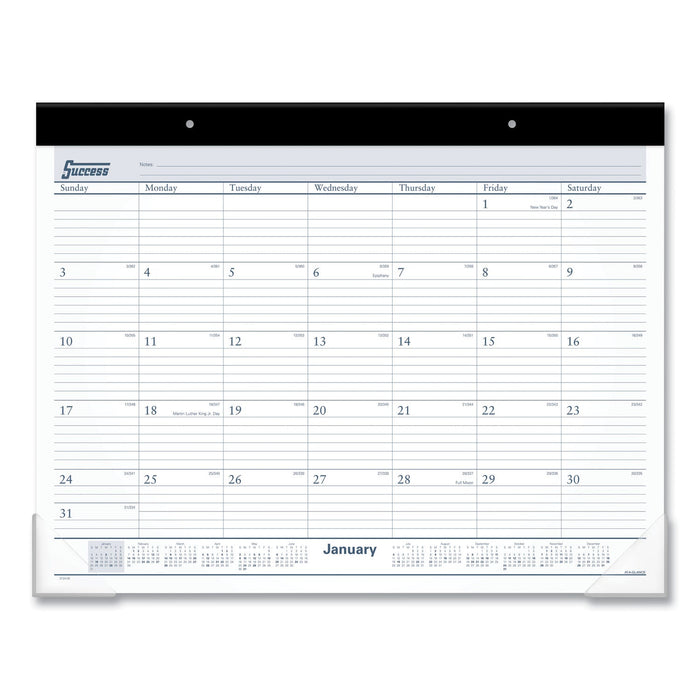 AT-A-GLANCE Desk Pad, 21.75 x 17, White Sheets, Black Binding, Clear Corners, 12-Month (Jan to Dec): 2023