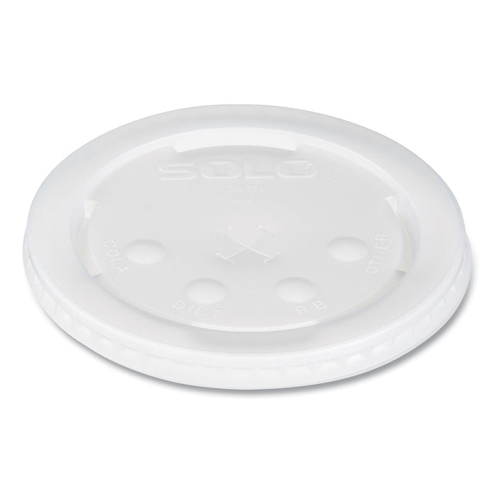 Dart Polystyrene Plastic Flat Straw-Slot Cold Cup Lids, Fits 28 oz Cups, Translucent, 960/Carton
