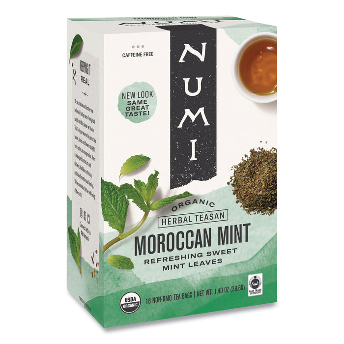 Numi Organic Teas and Teasans, 1.4 oz, Moroccan Mint, 18/Box
