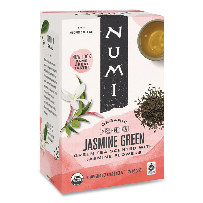 Numi Organic Teas and Teasans, 1.27 oz, Jasmine Green, 18/Box