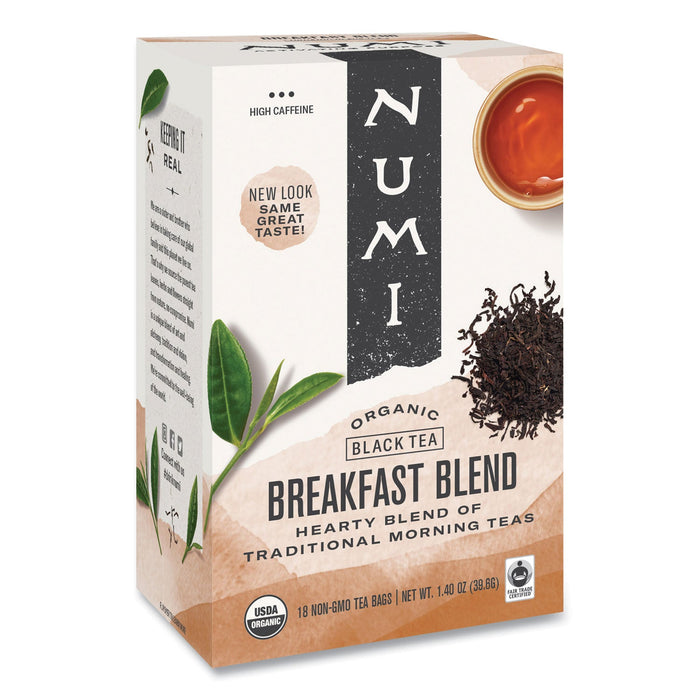 Numi Organic Teas and Teasans, 1.4 oz, Breakfast Blend, 18/Box