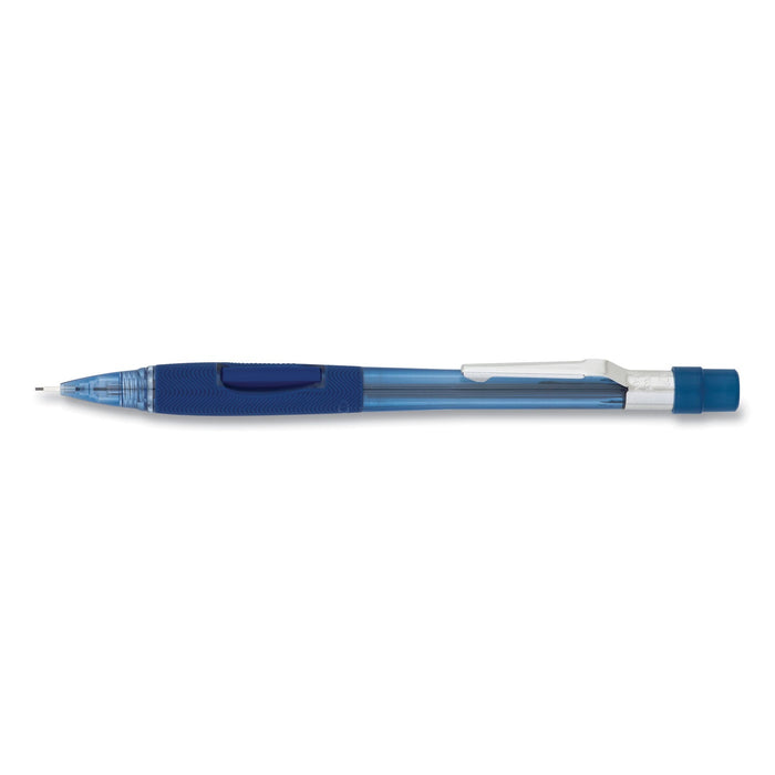 Pentel Quicker Clicker Mechanical Pencil, 0.7 mm, HB (#2.5), Black Lead, Transparent Blue Barrel