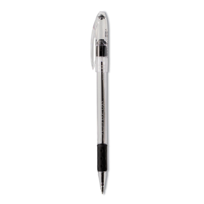 Pentel R.S.V.P. Ballpoint Pen, Stick, Fine 0.7 mm, Black Ink, Clear/Black Barrel, Dozen