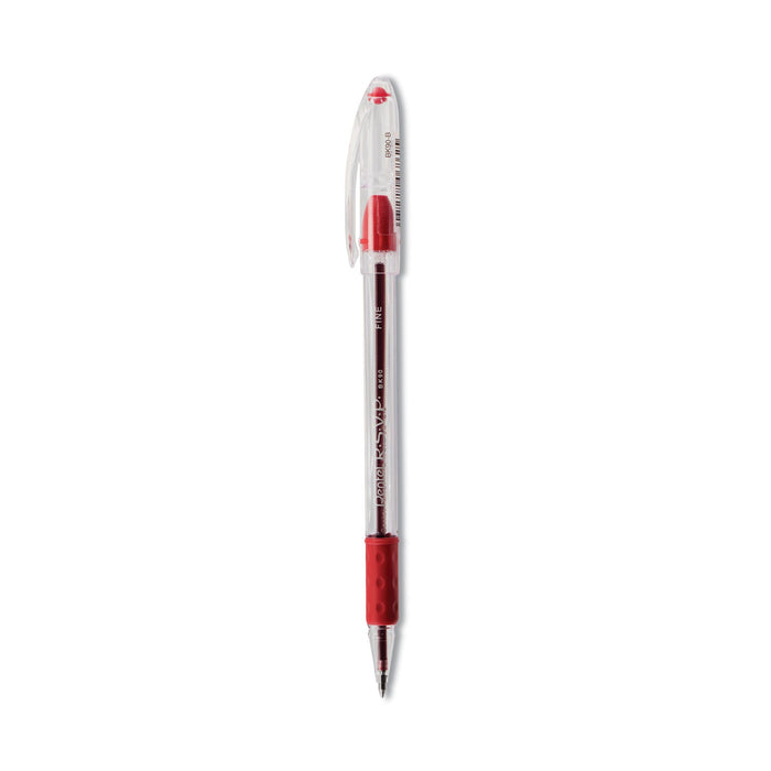 Pentel R.S.V.P. Ballpoint Pen, Stick, Fine 0.7 mm, Red Ink, Clear/Red Barrel, Dozen