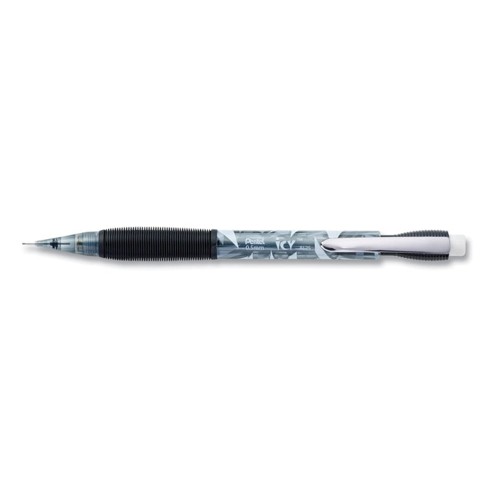 Pentel Icy Mechanical Pencil, 0.5 mm, HB (#2.5), Black Lead, Transparent Smoke Barrel, Dozen