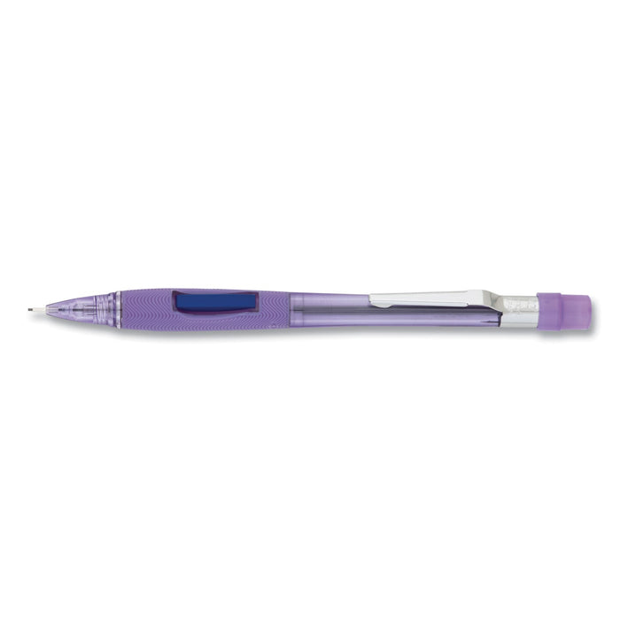 Pentel Quicker Clicker Mechanical Pencil, 0.7 mm, HB (#2.5), Black Lead, Transparent Violet Barrel