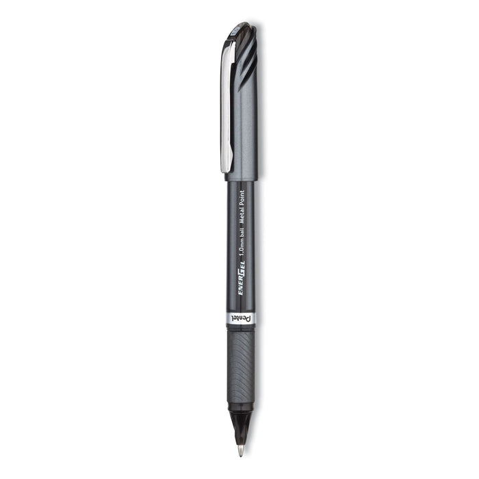 Pentel EnerGel NV Gel Pen, Stick, Bold 1 mm, Black Ink, Black Barrel, Dozen