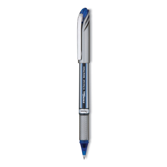 Pentel EnerGel NV Gel Pen, Stick, Medium 0.7 mm, Blue Ink, Blue Barrel, Dozen