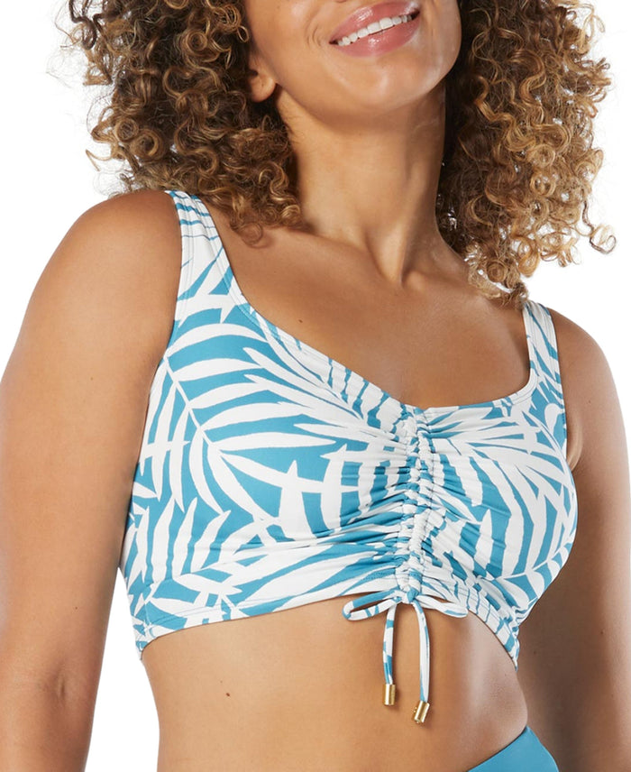 Coco Reef Womens Elevate Palm-Print Shirred Bikini, Size 36D by Vanessa Jane