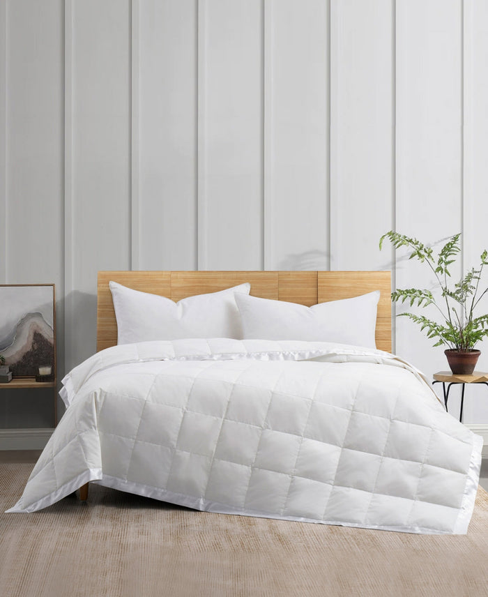 Unikome Oversize Lightweight White Down Blanket with Satin Trim, Full - White by Vanessa Jane