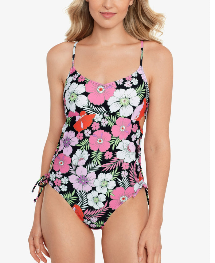 Salt + Cove Juniors Lace-up-Sides One-Piece Swimsuit, Size Small by Vanessa Jane