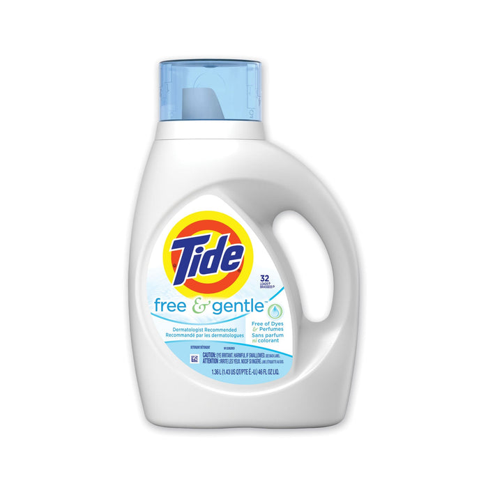 Tide Free and Gentle Laundry Detergent, 32 Loads, 46 oz Bottle, 6/Carton
