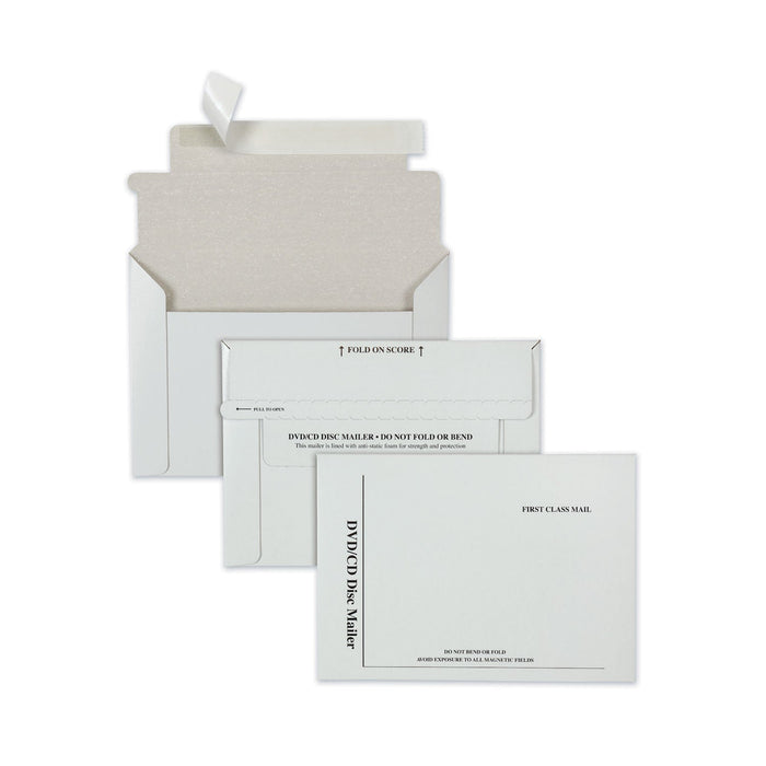 Quality Park Disk/CD Foam-Lined Mailers for CDs/DVDs, Square Flap, Redi-Strip Adhesive Closure, 8.5 x 6, White, 25/Box