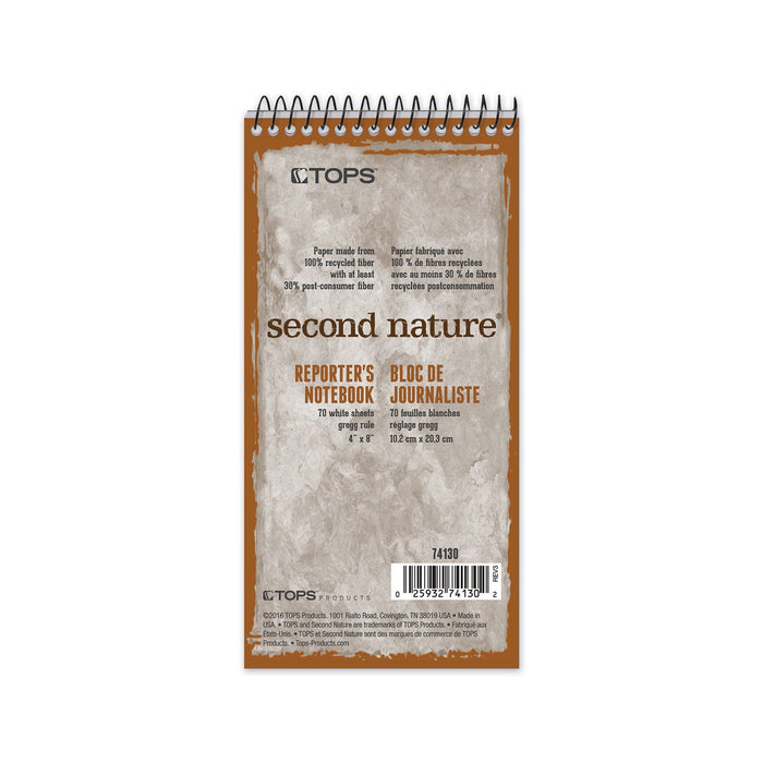 TOPS Second Nature Recycled Notepads, Gregg Rule, Randomly Assorted Cover Colors, 70 White 4 x 8 Sheets