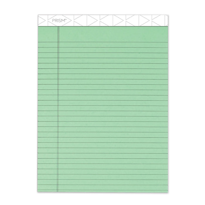 TOPS Prism + Colored Writing Pads, Wide/Legal Rule, 50 Pastel Green 8.5 x 11.75 Sheets, 12/Pack